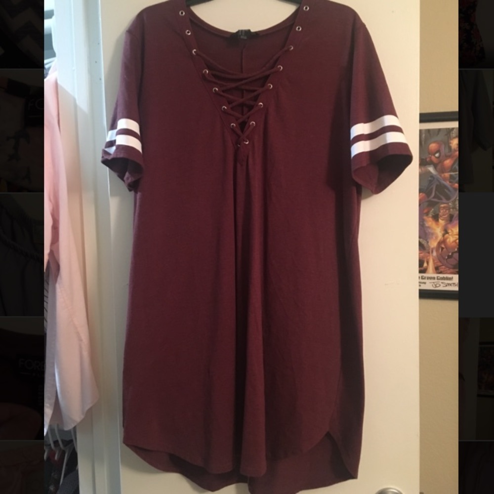 Maroon Forever 21 T-shirt Dress